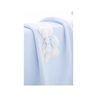 Coperta in lana culla/carrozzina con organza, Fiocco azzurro [52052A]