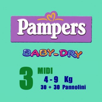 Pannolini Baby Dry - Midi [4-9 Kg.] - pacco doppio Midi [4-9 Kg.] - 56 pezzi
